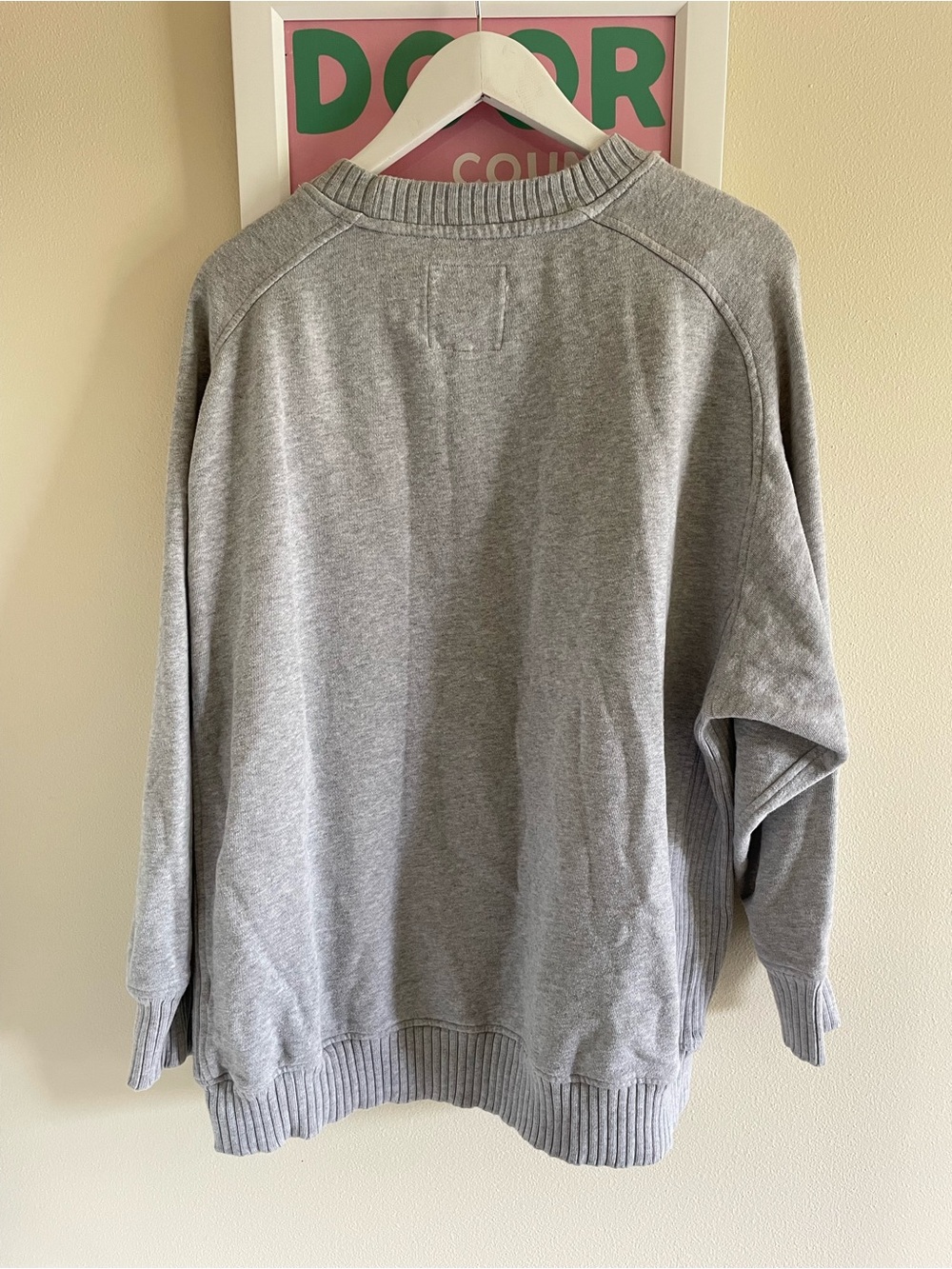 Aerie Oh So Cozy Ribbed Panel Crewneck Pullover Sweatshirt in Grey Size Large - Picture 5 of 5